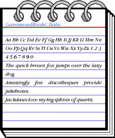 GaramondBookC Italic Font