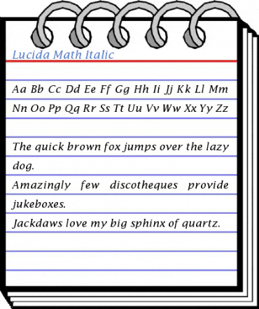 Lucida Math Italic Font