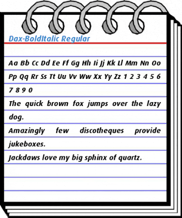 Dax-BoldItalic Regular Font