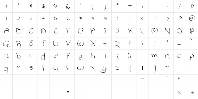 YaelOkFch Regular Character Map YaelOkFch Regular Character Map