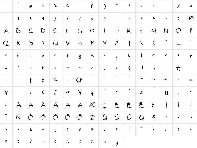 Zyankali Regular Character Map Zyankali Regular Character Map