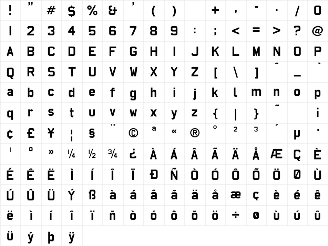 AFCarplates Bold Character Map AFCarplates Bold Character Map