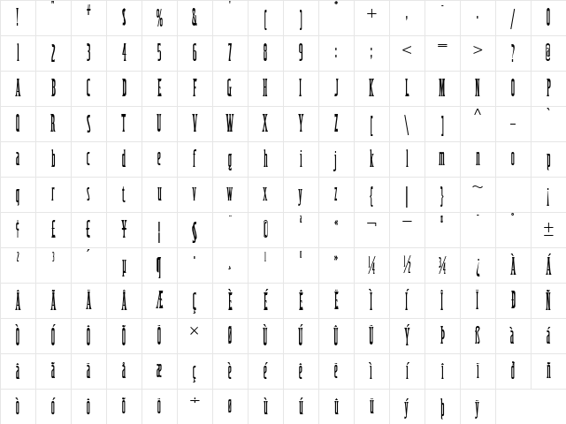 LagunaMadreWBW Regular Character Map LagunaMadreWBW Regular Character Map