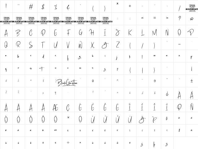 Blink Gaston PERSONAL USE Regular Character Map Blink Gaston PERSONAL USE Regular Character Map