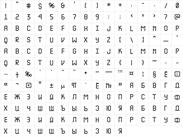 a_LCDNova Regular Character Map a_LCDNova Regular Character Map