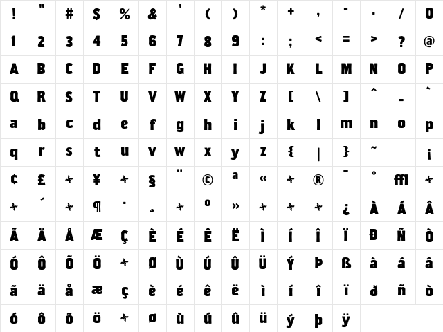 Hamilton Bold Character Map Hamilton Bold Character Map