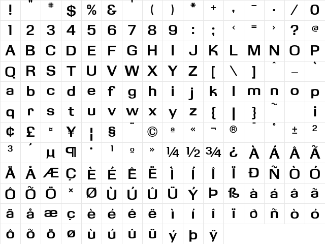 KasseFLF Bold Character Map KasseFLF Bold Character Map