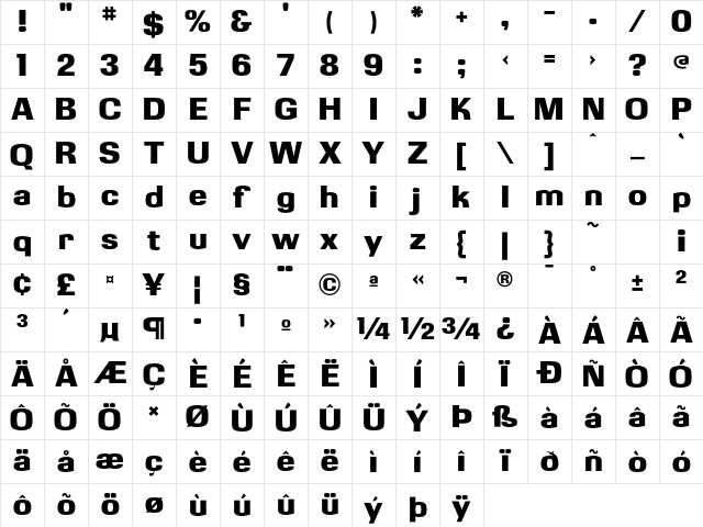 KasseUltraFLF Regular Character Map KasseUltraFLF Regular Character Map