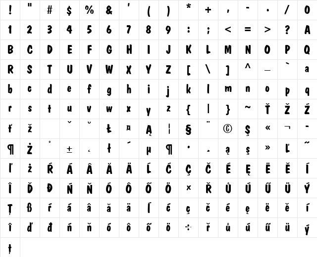 DawnCastle Bold Character Map DawnCastle Bold Character Map