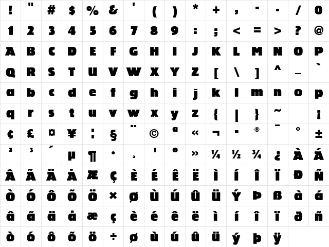 LTBariton Regular Character Map LTBariton Regular Character Map