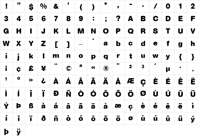 AGRoundedBold-Book Book Character Map AGRoundedBold-Book Book Character Map
