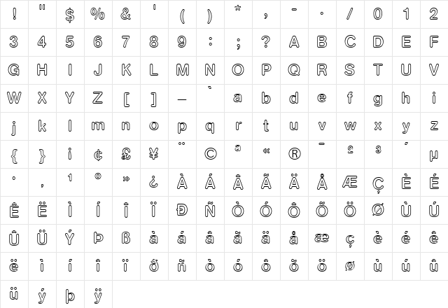 AGRoundedMediumOutline-Book Book Character Map AGRoundedMediumOutline-Book Book Character Map