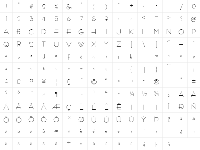 Konkord-Retro Regular Character Map Konkord-Retro Regular Character Map