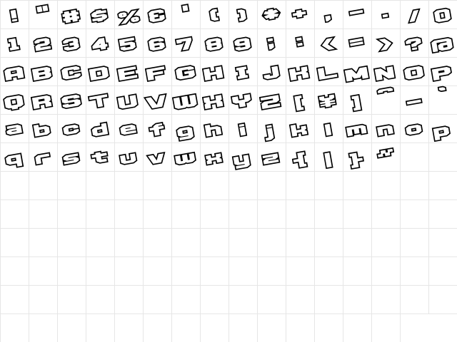 D3 Egoistism outline leaning Regular Character Map D3 Egoistism outline leaning Regular Character Map