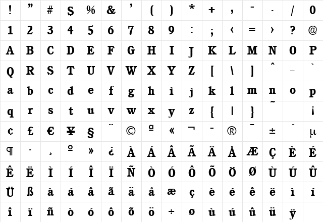 DanielBecker Bold Character Map DanielBecker Bold Character Map