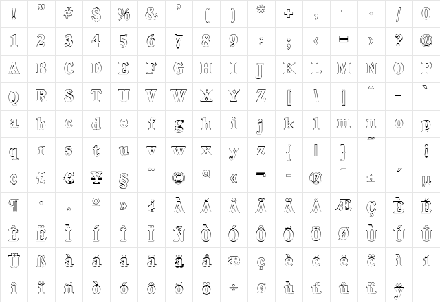 DanielBeckerOutline Bold Character Map DanielBeckerOutline Bold Character Map