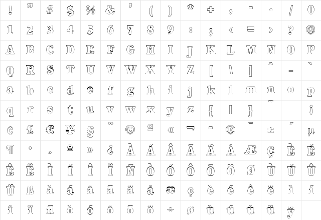 DanielBeckerOutline-ExtraBold Regular Character Map DanielBeckerOutline-ExtraBold Regular Character Map