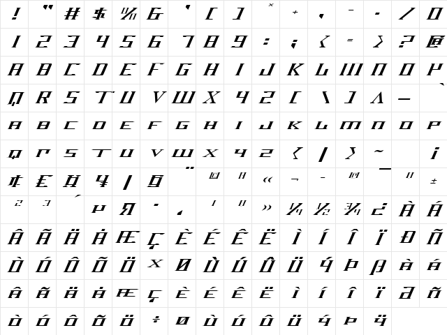 DarkWind Expanded Italic Expanded Italic Character Map DarkWind Expanded Italic Expanded Italic Character Map