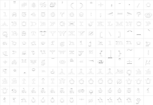 DatelineOutlineExtended Regular Character Map DatelineOutlineExtended Regular Character Map