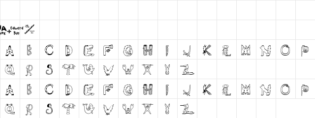 EDB Wild Things Regular Character Map EDB Wild Things Regular Character Map
