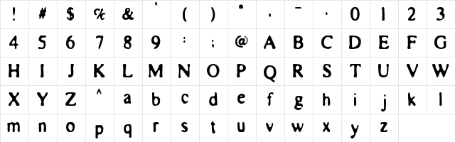 ElectricLiquorGoggles Regular Character Map ElectricLiquorGoggles Regular Character Map