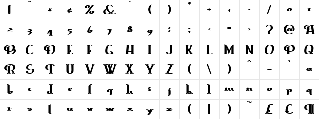 ErasmusInline Bold Character Map ErasmusInline Bold Character Map