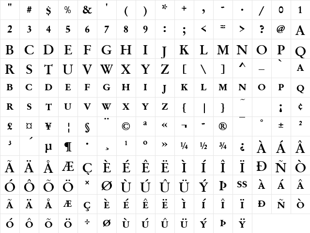 Garamond Becker No2 Discaps Med Regular Character Map Garamond Becker No2 Discaps Med Regular Character Map