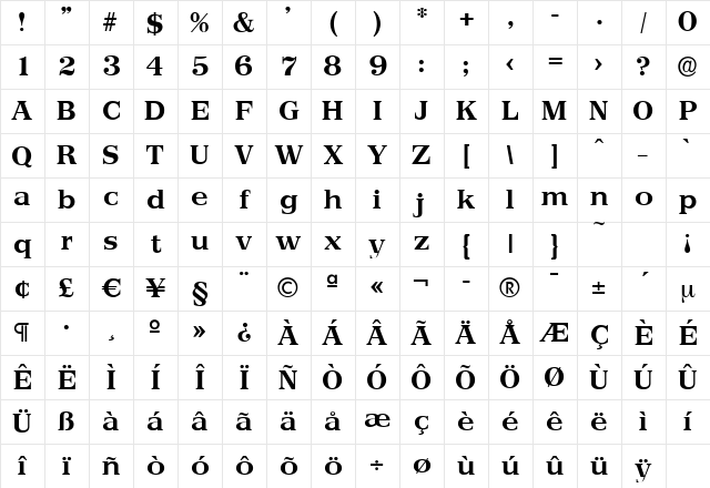 GaryBecker Bold Character Map GaryBecker Bold Character Map