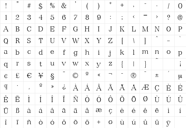 GaryBecker-ExtraLight Regular Character Map GaryBecker-ExtraLight Regular Character Map