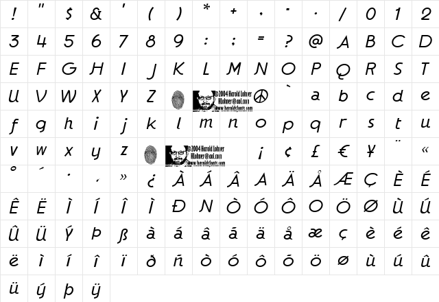 GaumontLight Italic Regular Character Map GaumontLight Italic Regular Character Map