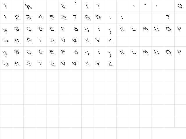 Isadora Leftie Regular Character Map Isadora Leftie Regular Character Map