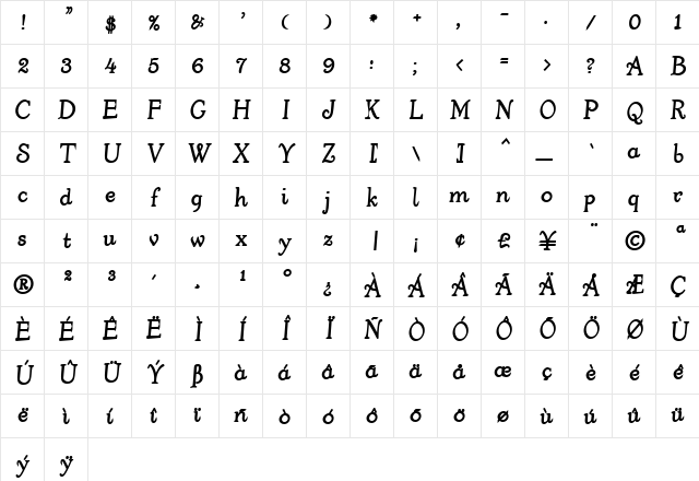 4ArmJoltScriptBold Regular Character Map 4ArmJoltScriptBold Regular Character Map