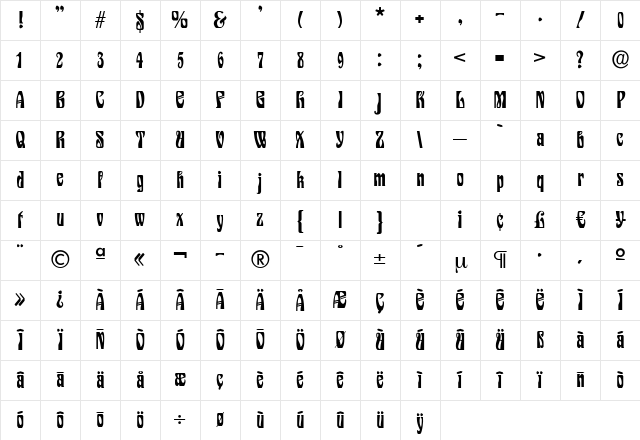 NancyBecker Regular Character Map NancyBecker Regular Character Map