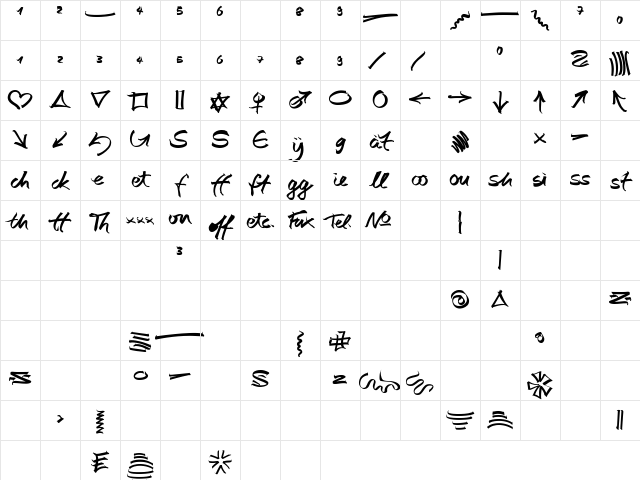 AutographScriptEF-BoldExtras Regular Character Map AutographScriptEF-BoldExtras Regular Character Map