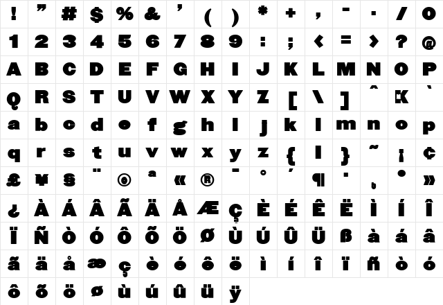 FatSansRound Regular Character Map FatSansRound Regular Character Map