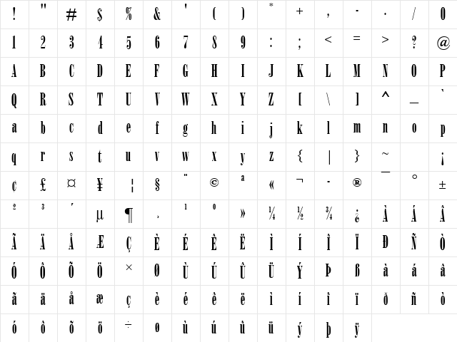 Onyx Regular Character Map Onyx Regular Character Map