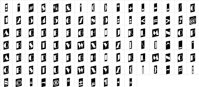 a_BentTitulCmUpNr Regular Character Map a_BentTitulCmUpNr Regular Character Map