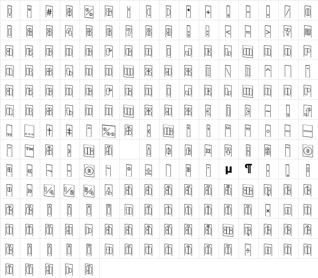 a_GladeCmOtlDn Regular Character Map a_GladeCmOtlDn Regular Character Map