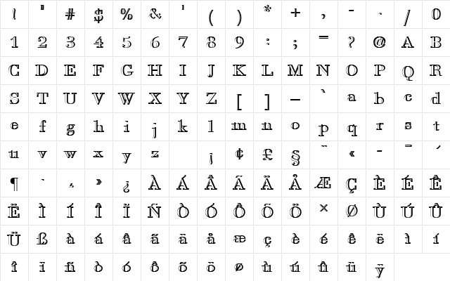 BauerBodDRegRe1 Regular Character Map BauerBodDRegRe1 Regular Character Map