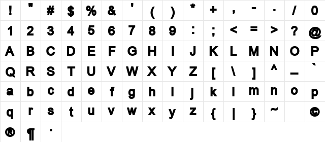 UpStartBold Regular Character Map UpStartBold Regular Character Map