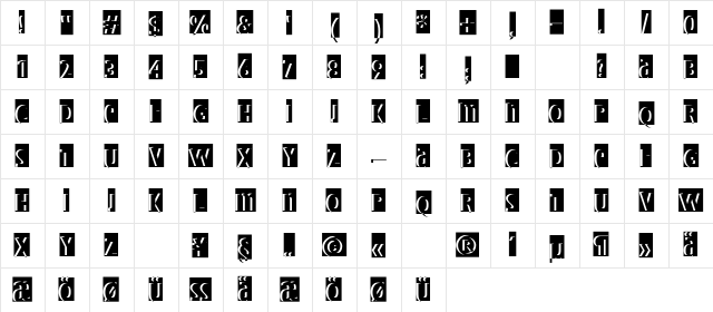 BradburysShadowPaseo Regular Character Map BradburysShadowPaseo Regular Character Map