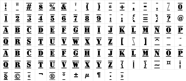 a_SignboardTitulDcFr Regular Character Map a_SignboardTitulDcFr Regular Character Map