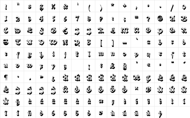 AlteSchDSh1 Regular Character Map AlteSchDSh1 Regular Character Map