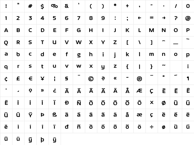 SeptemberBold Regular Character Map SeptemberBold Regular Character Map