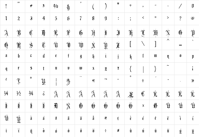 FancyCardText Embellished Regular Character Map FancyCardText Embellished Regular Character Map