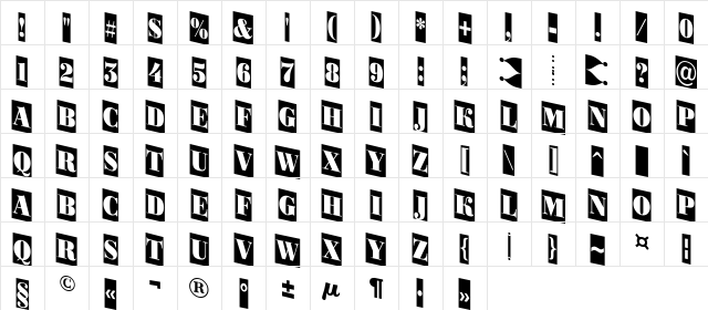 a_BodoniOrtoNrTtlCmDn Regular Character Map a_BodoniOrtoNrTtlCmDn Regular Character Map
