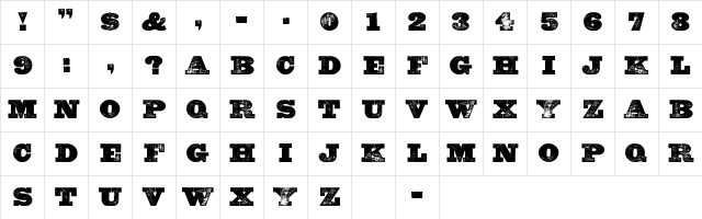 Gatlin Bold WF Regular Character Map Gatlin Bold WF Regular Character Map