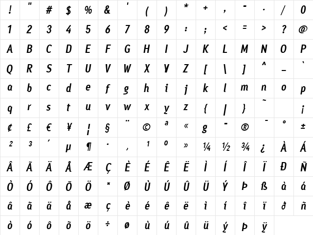 Ayumi Bold Italic Character Map Ayumi Bold Italic Character Map