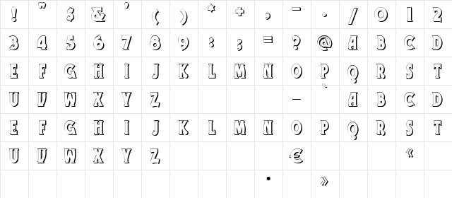 TelegraphShodwn Regular Character Map TelegraphShodwn Regular Character Map