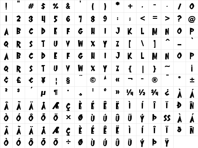 Oyster Bar BTN Exp Bold Regular Character Map Oyster Bar BTN Exp Bold Regular Character Map